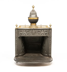 WONDERFUL "R. MOUNT" CAST IRON PARLOR STOVE.