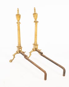 PAIR OF BRASS ANDIRONS.