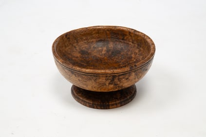 WONDERFUL EARLY ASH BURL FOOTED COMPOTE.