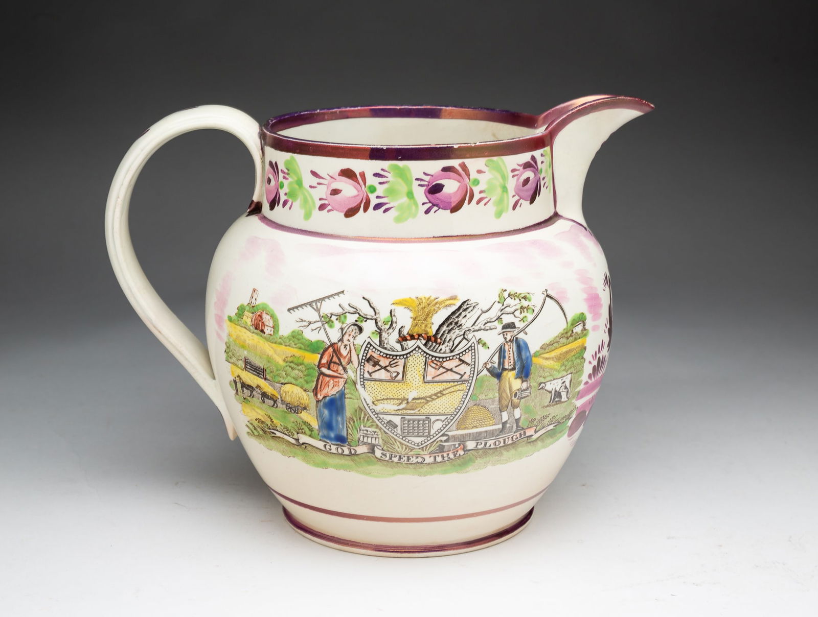 LARGE SUNDERLAND LUSTER PITCHER. (1 of 5)