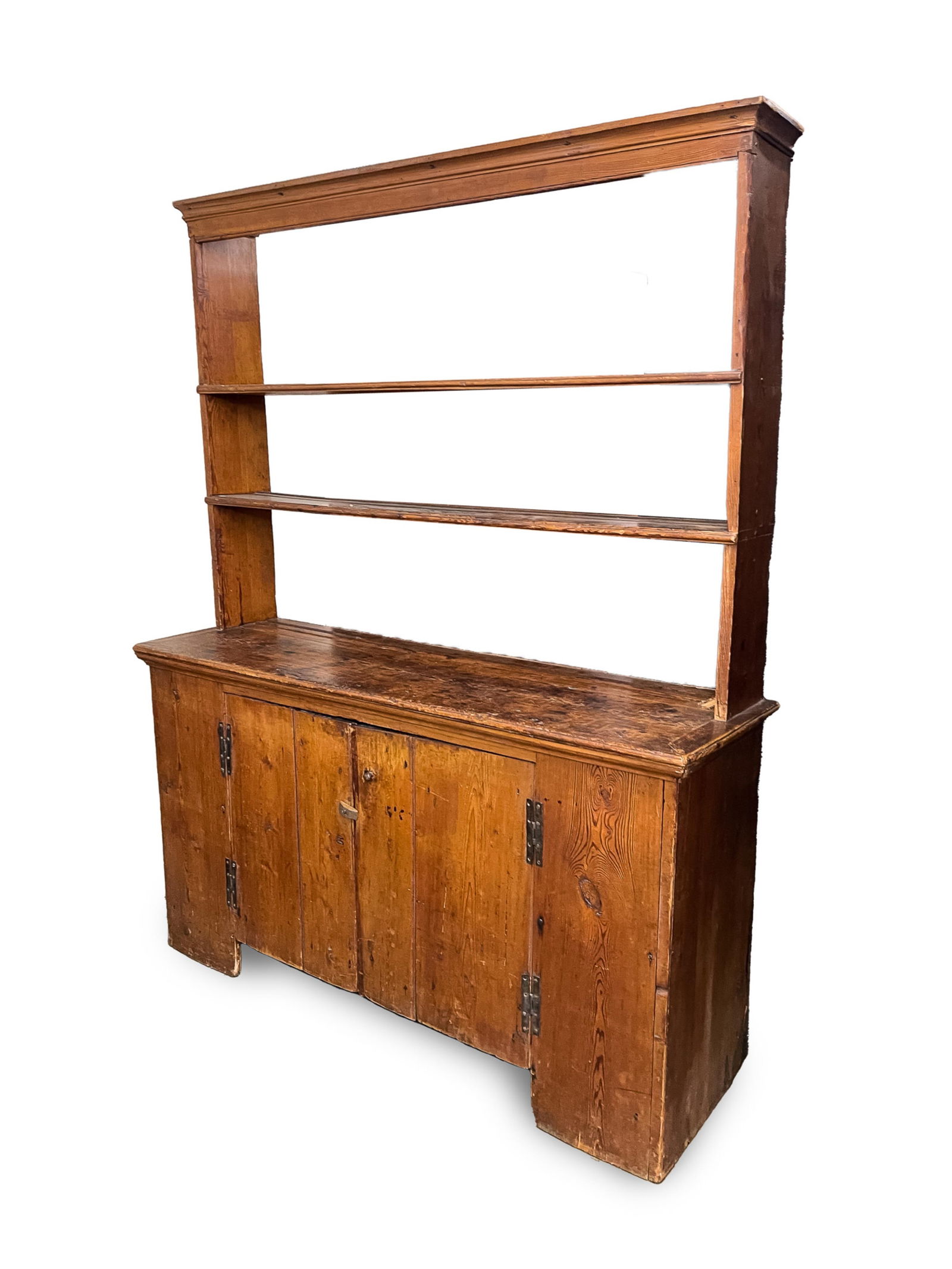 STEPBACK OPEN PEWTER CUPBOARD. (1 of 5)