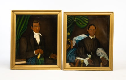 PAIR OF UNSIGNED PORTRAITS OF HUSBAND AND WIFE.