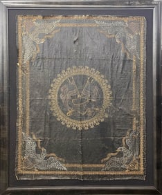 VERY LARGE FRAMED OIL CLOTH.