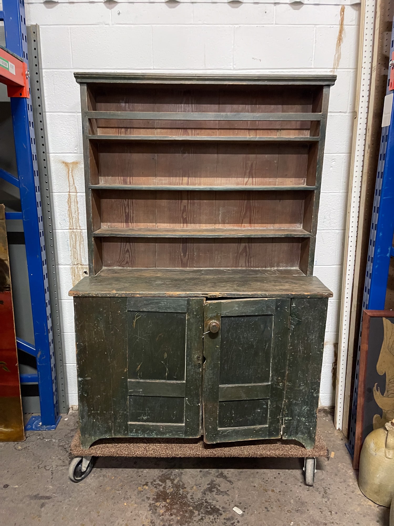 PAINTED OPEN PEWTER CUPBOARD. (1 of 4)