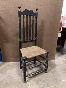 PAINTED BANNISTER BACK SIDE CHAIR.