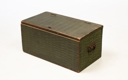 VINEGAR GRAINED PAINT DECORATED TRUNK.