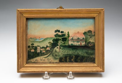 DIMINUTIVE FOLK ART LANDSCAPE.