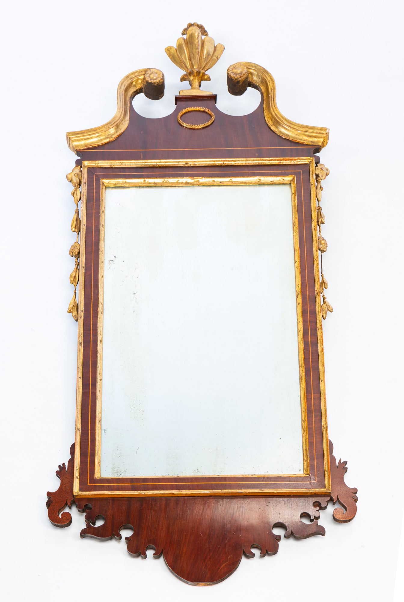 FEDERAL GILT AND INLAID SCROLL MIRROR. (1 of 5)