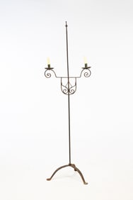 FORGED IRON CANDLE FLOOR LAMP.