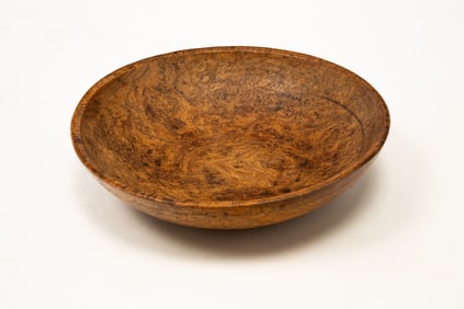 SHALLOW TURNED BURL BOWL.