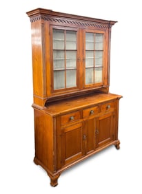 TWO PIECE PENNSYLVANIA STEPBACK CUPBOARD.