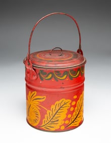 DIMINUTIVE TOLE LIDDED BUCKET.