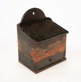 PAINTED HANGING SALT BOX.