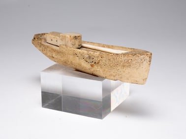 FOLK ART SCRIMSHAW MODEL OF AN EARLY TRAWLING SHIP.