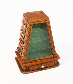 TRAMP ART TABLE TOP TOBACCO DISPLAY CABINET.