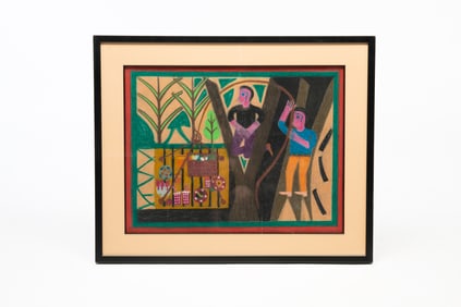FOLK ART PAINTING BY EDDIE ARNING (1898-1993).