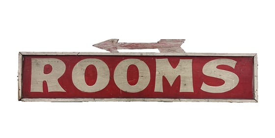 TWO SIDED "ROOMS" SIGN.