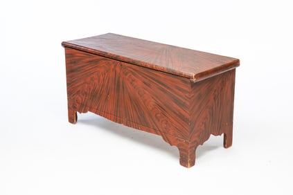 PAINT DECORATED SIX BOARD BLANKET CHEST.