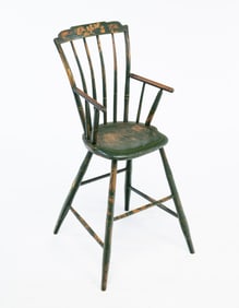 PAINT DECORATED WINDSOR HIGHCHAIR.