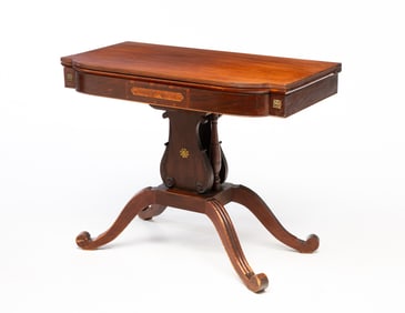 FEDERAL CARD TABLE WITH LYRE BASE.