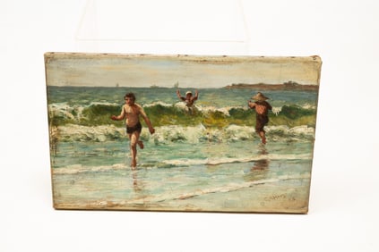 "BEACH AT LYNN" BY GEORGE ARTHUR HAYES (1854-1945).