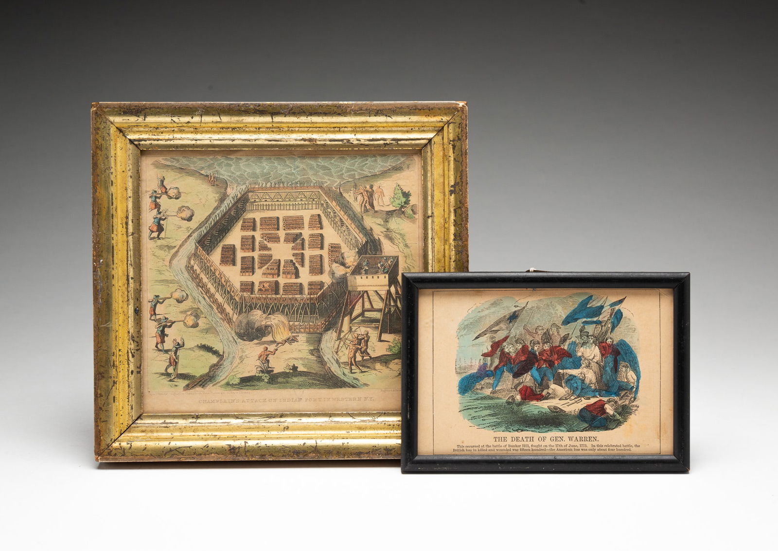 TWO HAND COLORED PRINTS. (1 of 4)