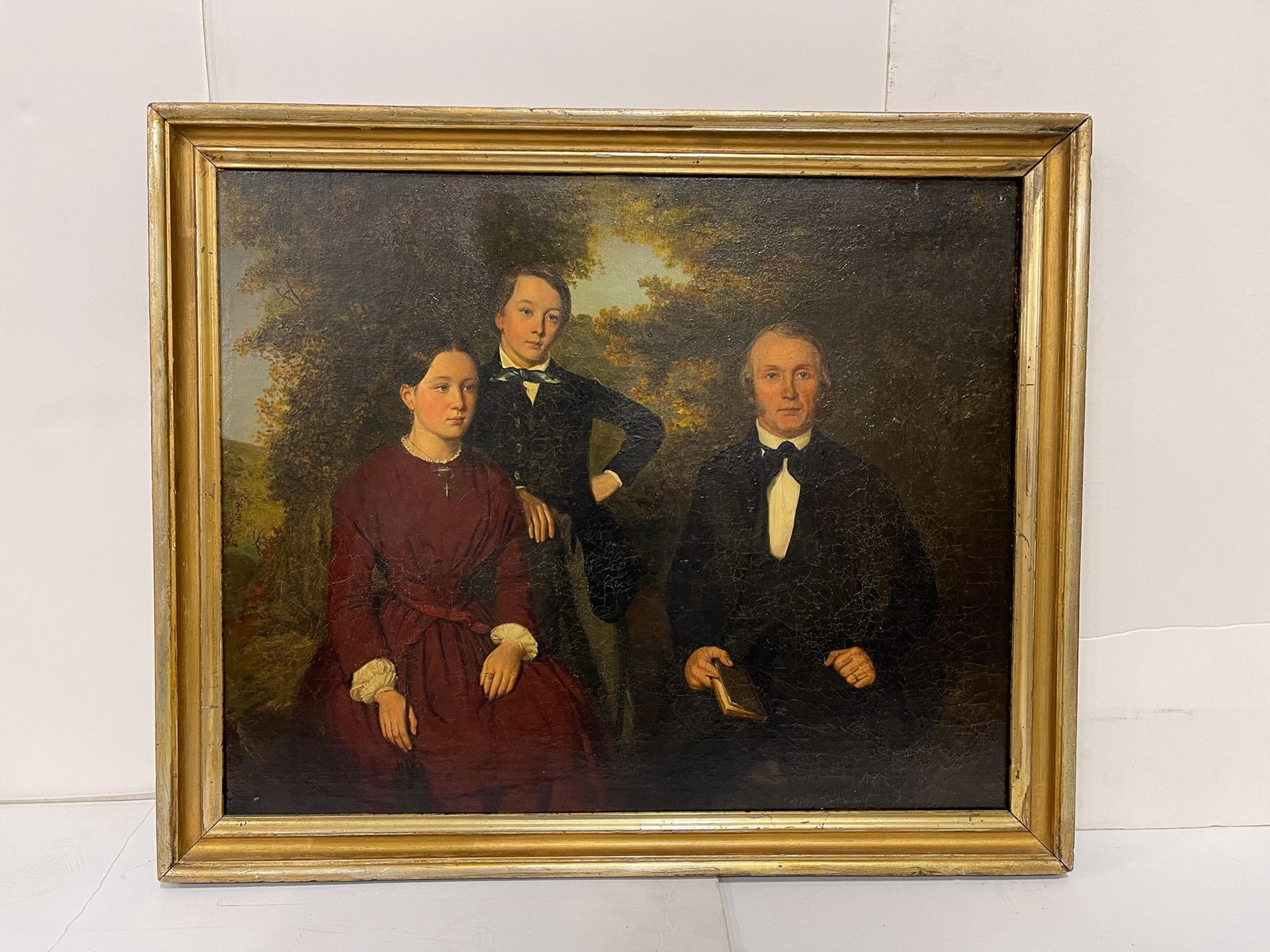 WELL-EXECUTED OIL ON CANVAS FAMILY PORTRAIT. (1 of 3)