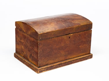 AMERICAN PAINT-DECORATED PINE DOME TOP TRUNK.