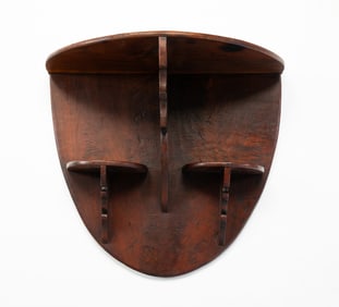 AMERICAN WALNUT TRIPLE-BRACKET HANGING SHELF.