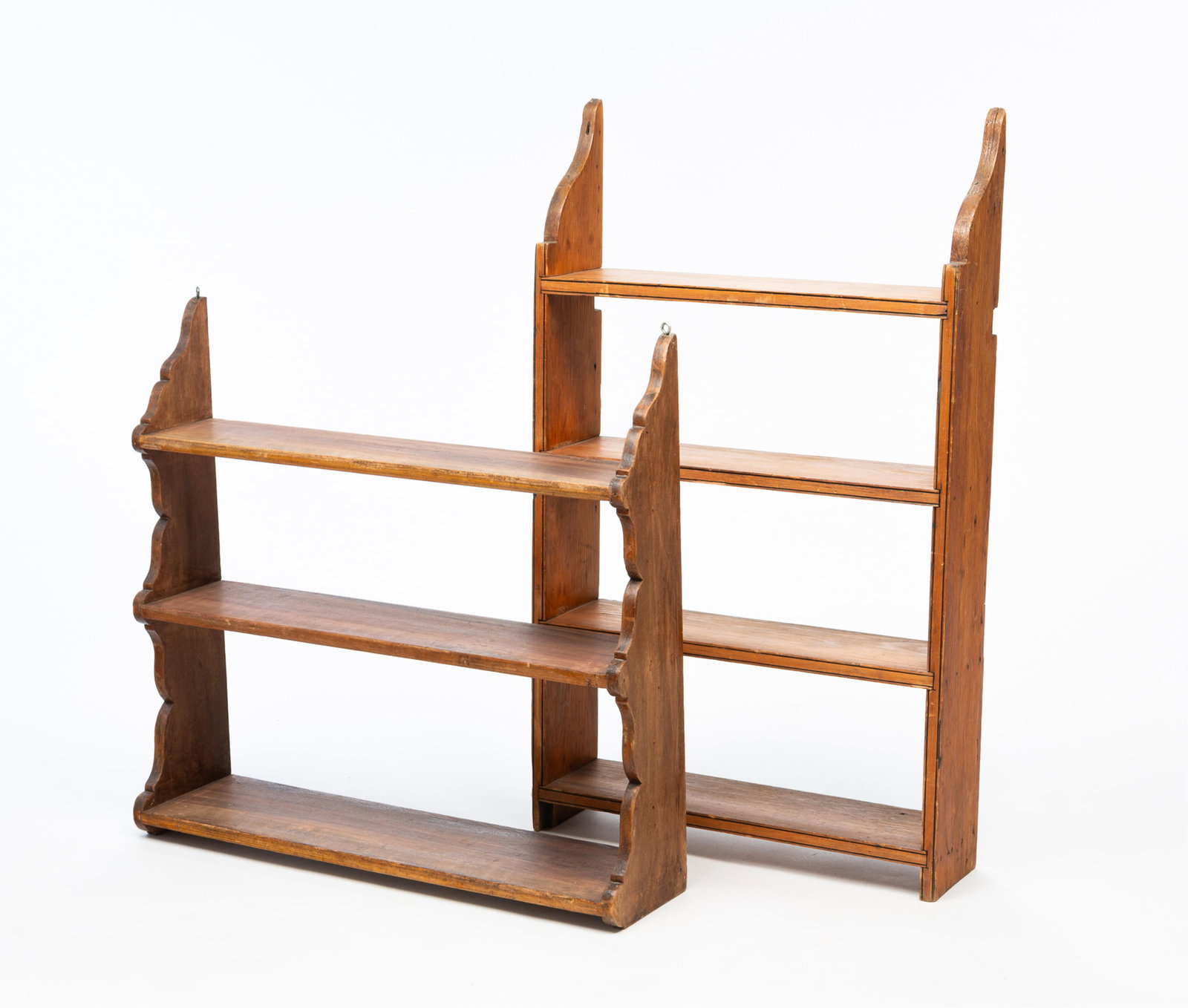 AMERICAN PINE FOUR-TIER HANGING SHELF AND POPLAR THREE-TIER EXAMPLE. (1 of 4)