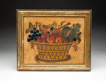 DAVID Y. ELLINGER (AMERICAN, 1913-2003) PAINTED VELVET FOLK ART THEOREM.