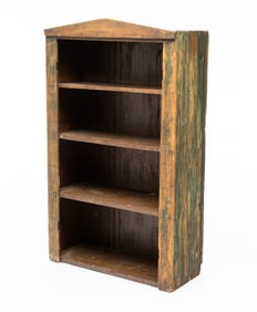 AMERICAN PRIMITIVE PAINTED FOUR-SHELF CUPBOARD.
