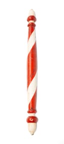 AMERICAN RED AND WHITE-STRIPED PINE HALF-BALUSTER BARBER POLE.