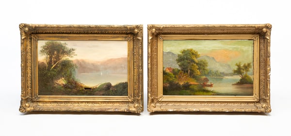 TWO FRAMED HUDSON RIVER SCHOOL LANDSCAPES.
