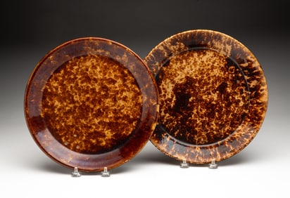 TWO AMERICAN ROCKINGHAM PLATES.