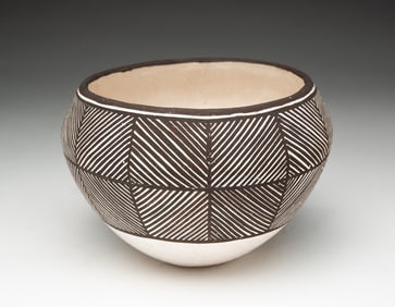 CARLA GARCIA ACOMA PUEBLO POLYCHROMED EARTERNWARE BOWL.