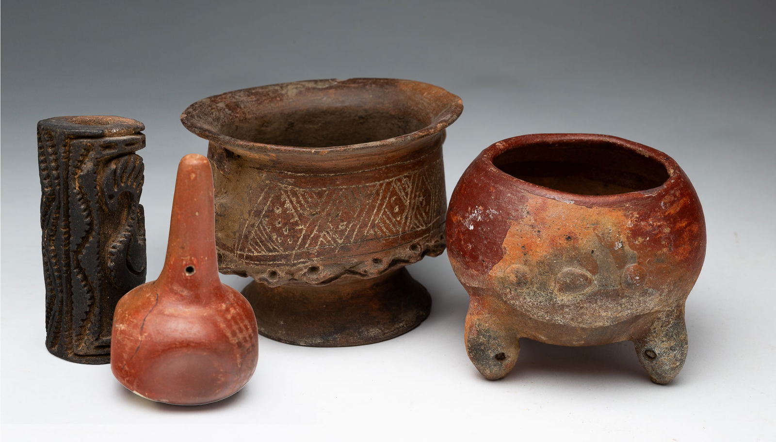FOUR EARTHENWARE VESSELS. (1 of 7)