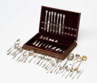 ASSEMBLED GROUP STERLING SILVER FLATWARE, INCLUDING TOWLE AND GORHAM.