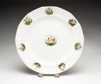IRONSTONE PLATE WITH U.S. STATE SEALS.