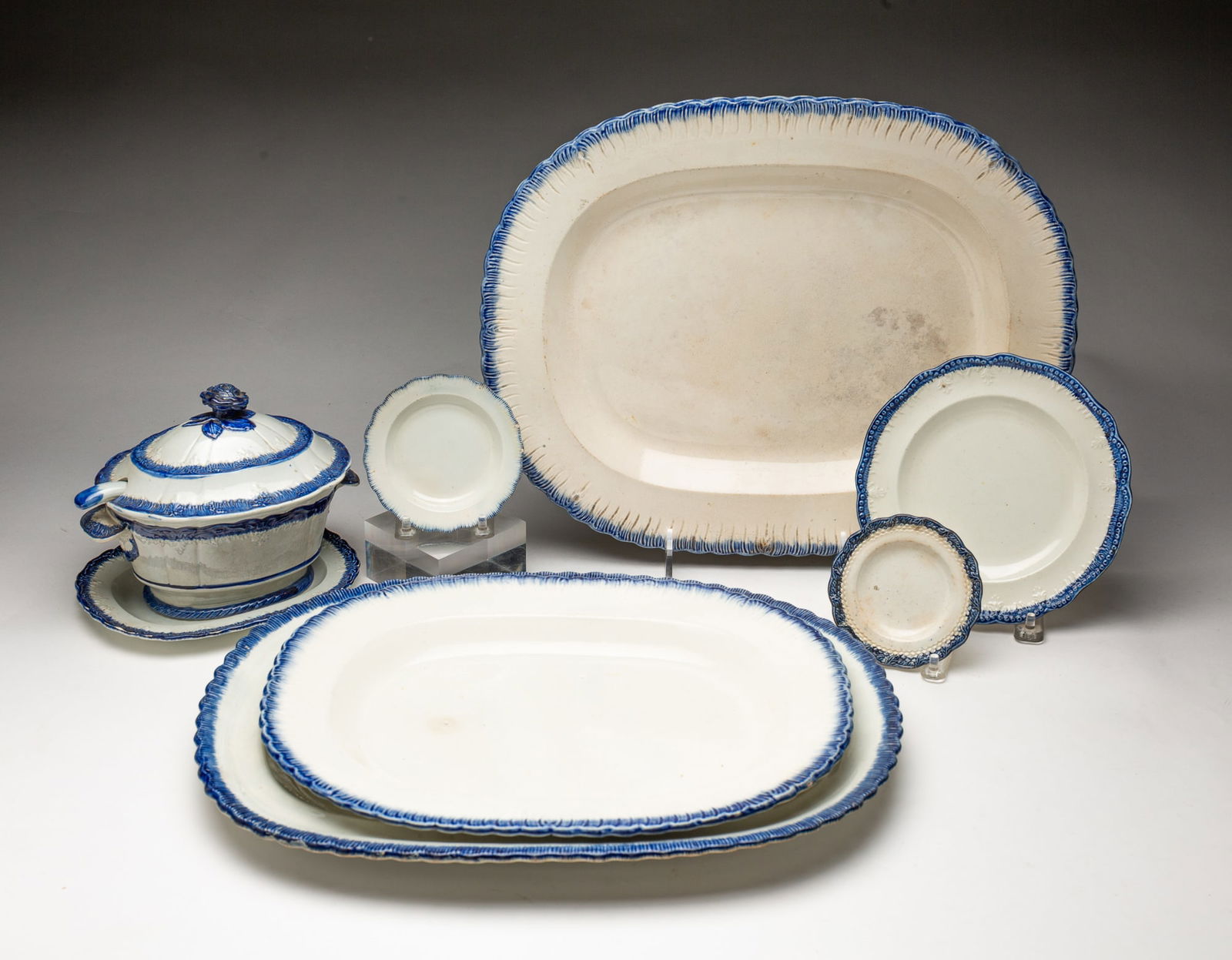 COLLECTION OF BLUE FEATHER EDGE CHINA, INCL. ADAMS. (1 of 6)