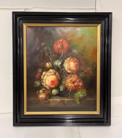 HEYDEN OIL ON CANVAS FLORAL STILL LIFE.