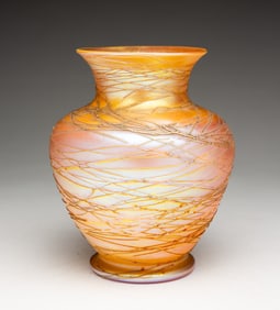 DURAND THREADED ART GLASS VASE.
