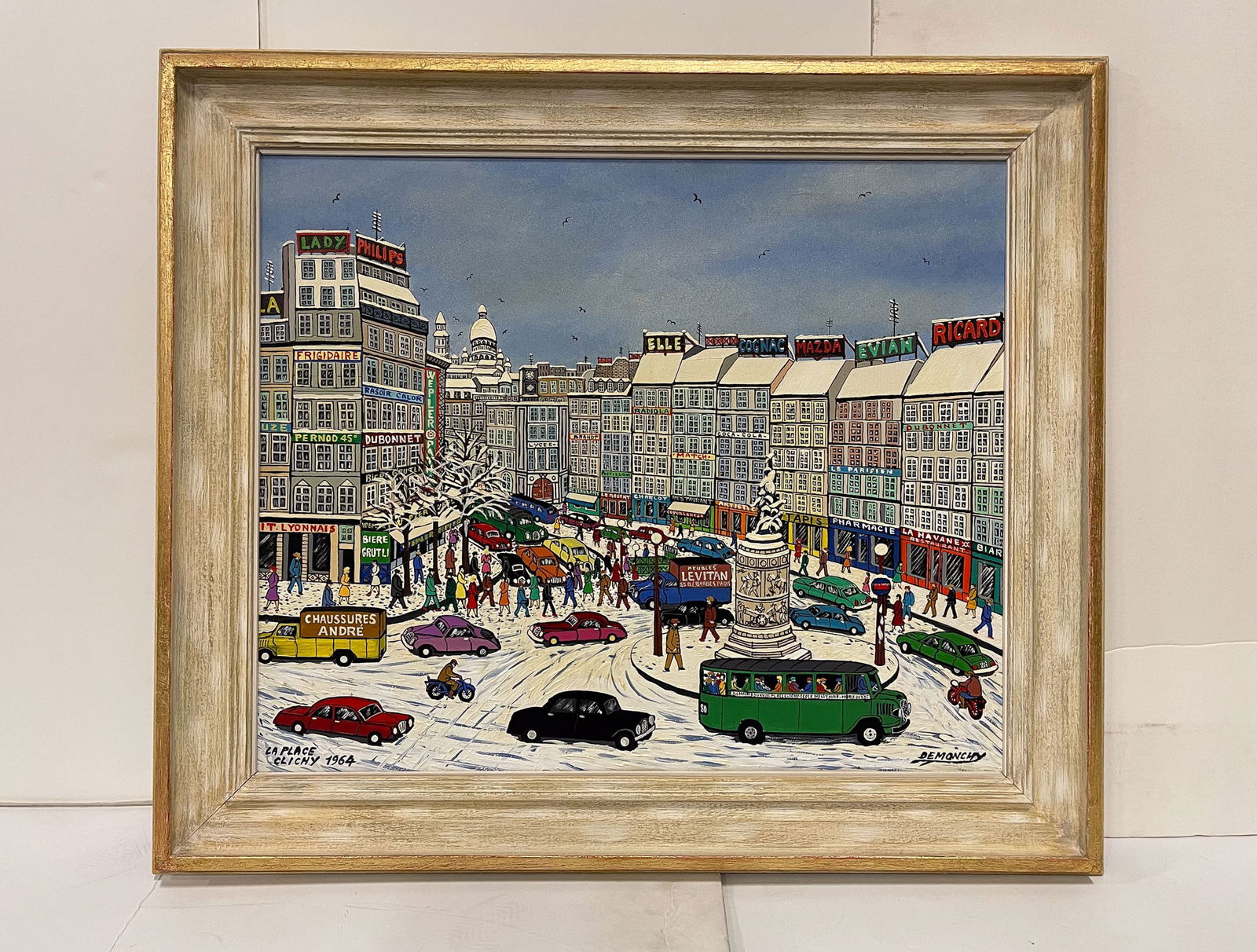 ANDRE DEMONCHY (FRENCH, 1914-2003) "LA PLACE CLICHY" OIL ON CANVAS. (1 of 9)