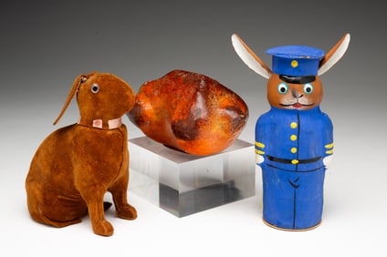 THREE GERMAN CANDY CONTAINERS, INCL. TWO RABBITS.