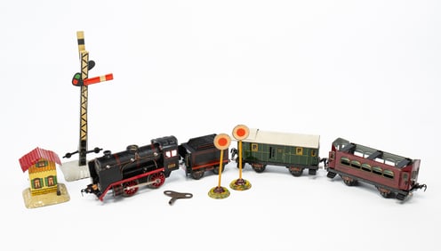 GERMAN KRAUS FANDOR LITHOGRAPHED TIN TOY TRAIN SET.