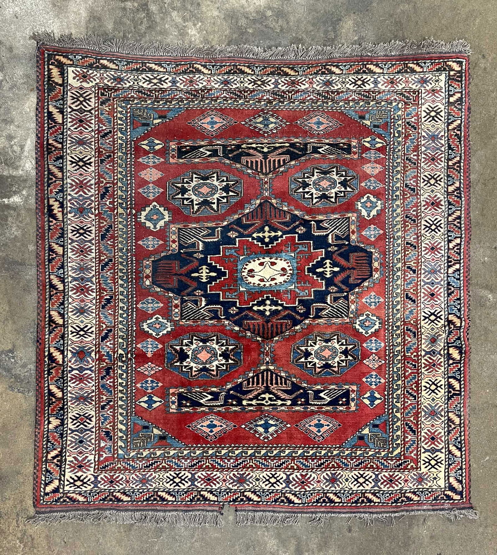 CAUCASIAN WOOL AREA RUG. (1 of 5)