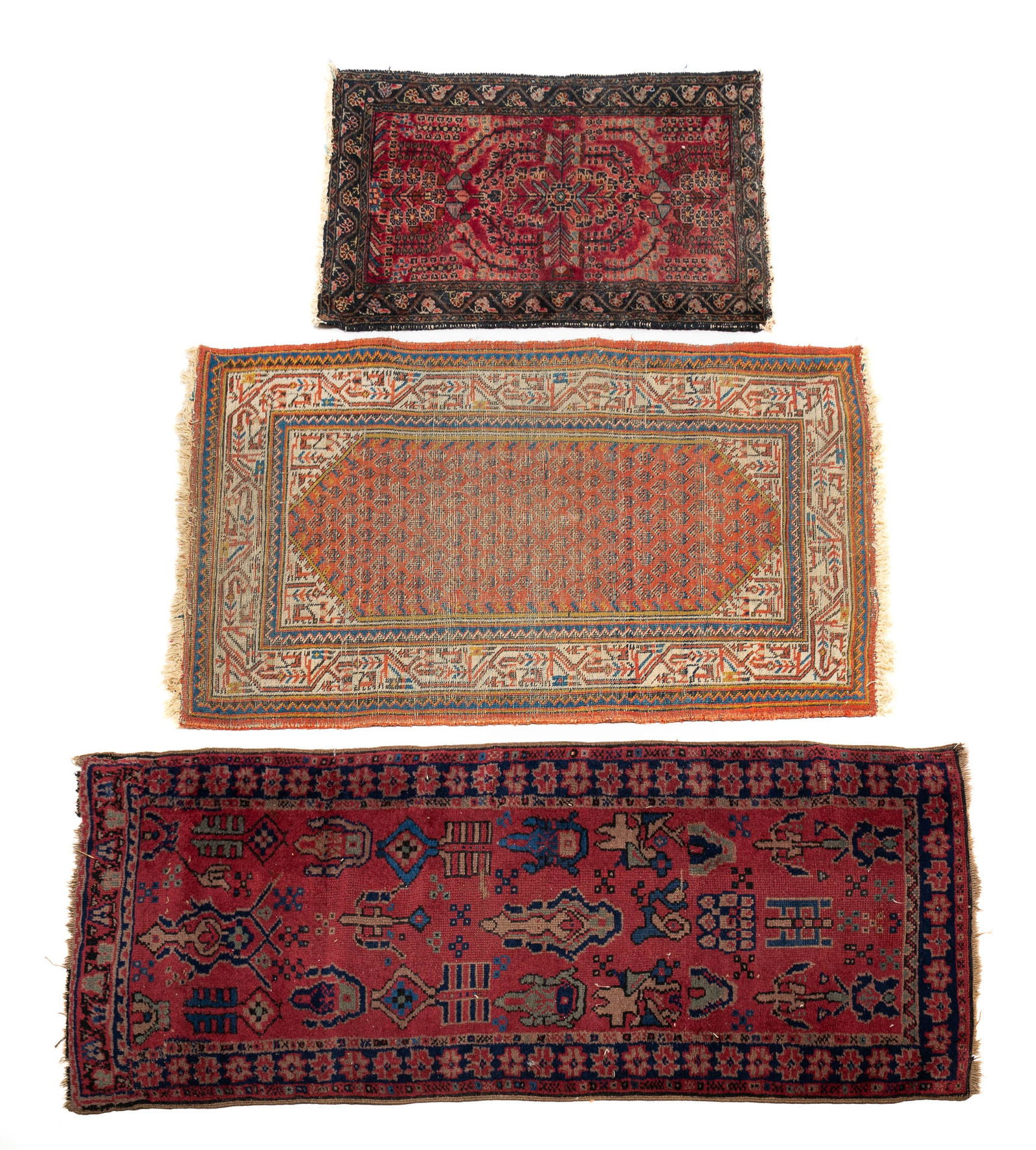 THREE ORIENTAL WOOL AREA RUGS. (1 of 4)