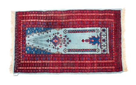 PERSIAN WOOL PRAYER RUG.
