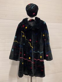 ZUKI CANADIAN SHEARED BEAVER COAT WITH MATCHING HAT.