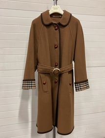 BURBERRY NOVA CHECK WOOL LONG COAT.